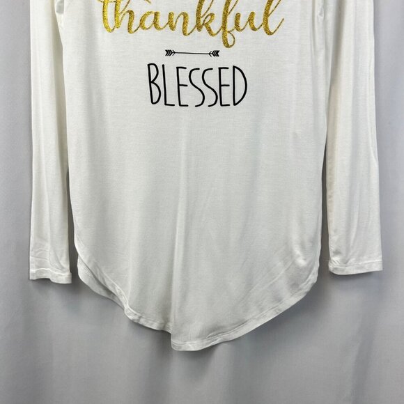 Daily Thread Womens Long Sleeve Thankful Pullover Top Ivory/Multi Size XS - Picture 4 of 8